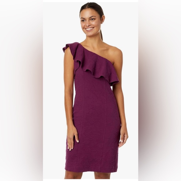 Lilly Pulitzer Bordeaux One-Shoulder Minidress NWT size 14 - Picture 3 of 5